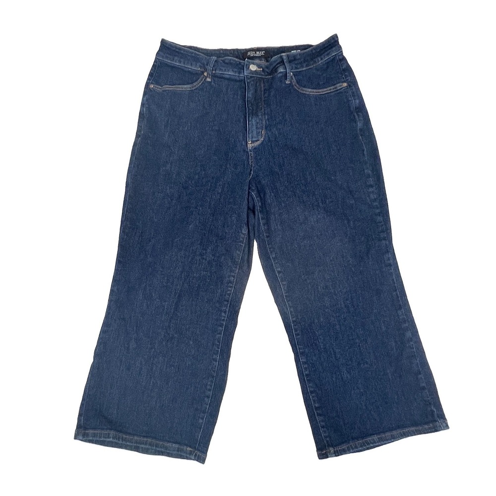 Judy Blue Wide Leg Jeans Womens 18W Dark Wash High Rise Crop Stretch Denim